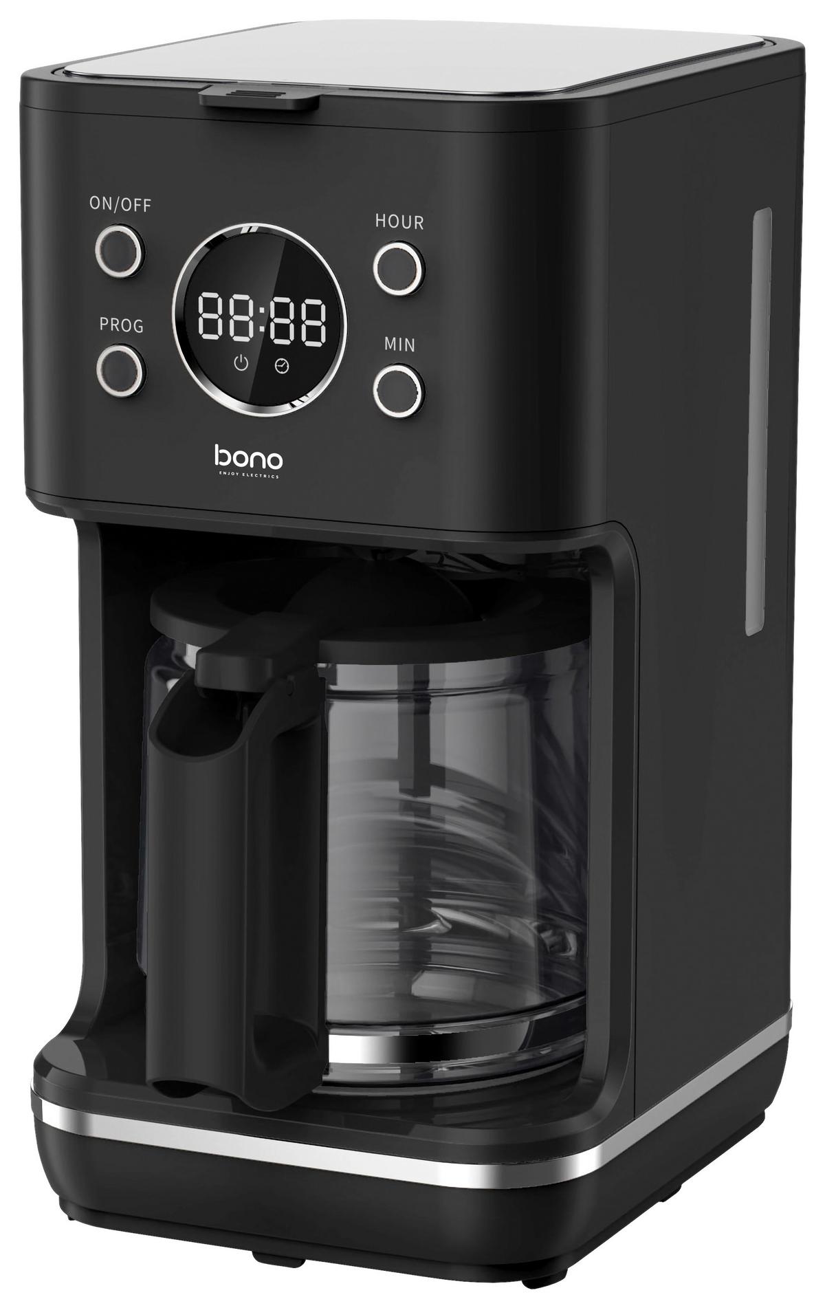 Filterkaffeemaschine Fiona - Schwarz, MODERN, Glas/Kunststoff (17,7/22,2/33,7cm) - Bono