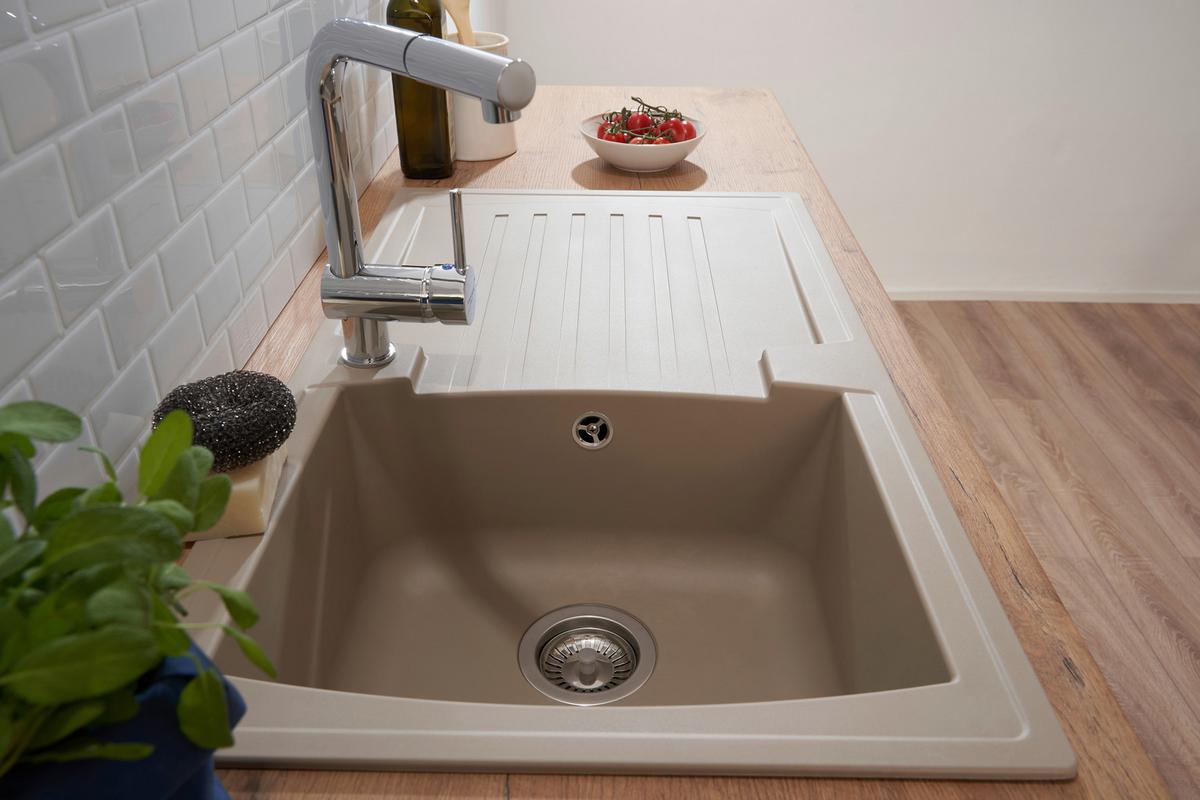 Spüle Respekta Boston Stein Bxt: 86x50 Cm - Beige, Trend, Glas/Kunststoff (86/20/50cm) - Respekta