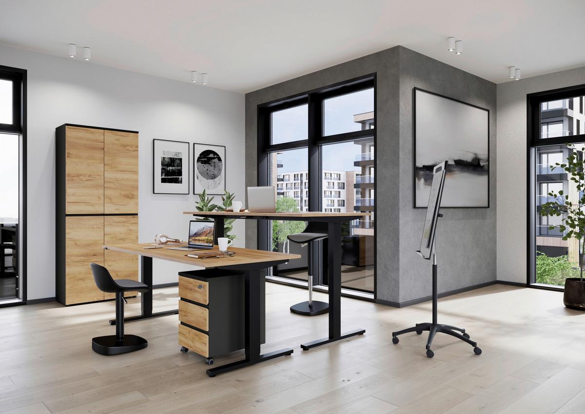 Aktenschrank Lissabon Eichefarben/Graphit B: 80 cm - Eichefarben/Graphitfarben, MODERN, Holzwerkstoff (80/197/40cm) - Germania
