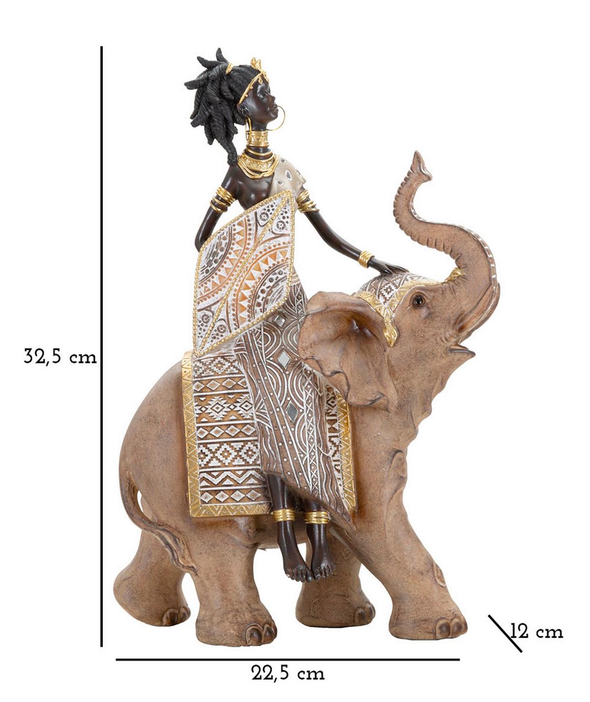 Skulptur Masai With Elephant Multicolor B: 22,5 cm - Multicolor, Basics, Kunststoff (22.5/32.5/12cm)