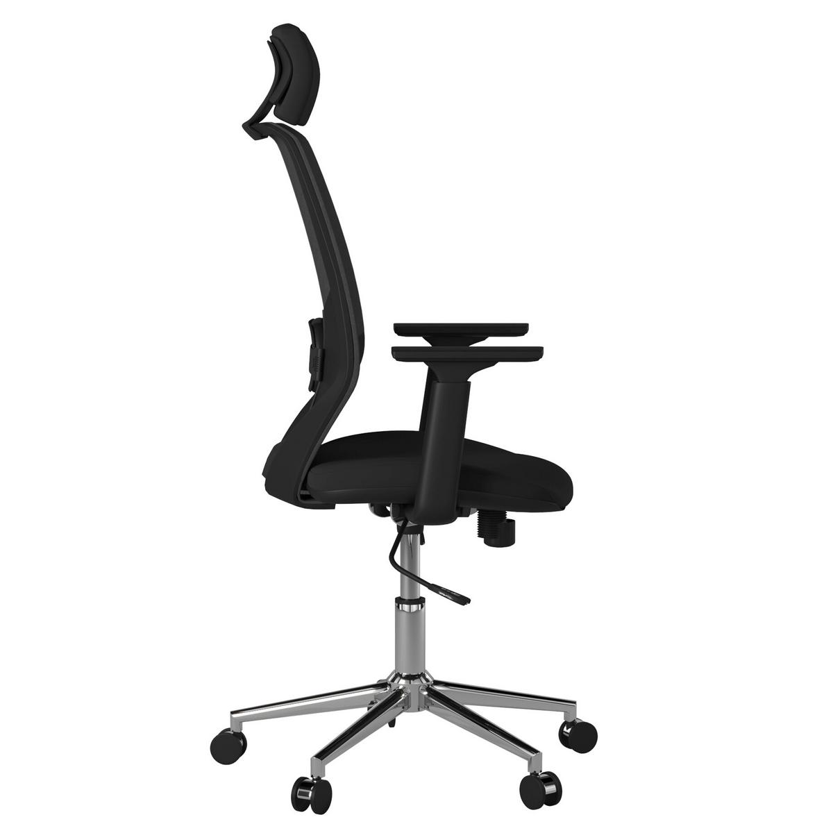 Drehstuhl Clifton Schwarz B: 65 cm - Chromfarben/Schwarz, Design, Kunststoff/Textil (65/122/55cm) - MID.YOU