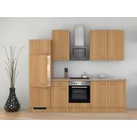 Küchenzeile Nano mit Geräten 270 cm Creme/Buche Dekor - Beige/Buchefarben, MODERN, Holzwerkstoff (270cm) - FlexWell