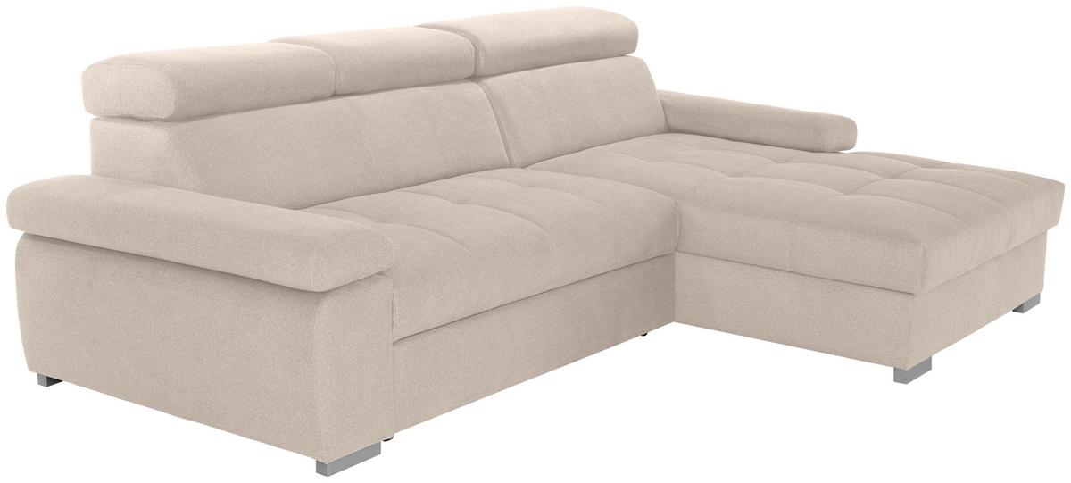 Ecksofa mit Bettkasten Perry Beige 292x183 cm - Beige/Silberfarben, Design, Textil (292/183cm) - Livetastic
