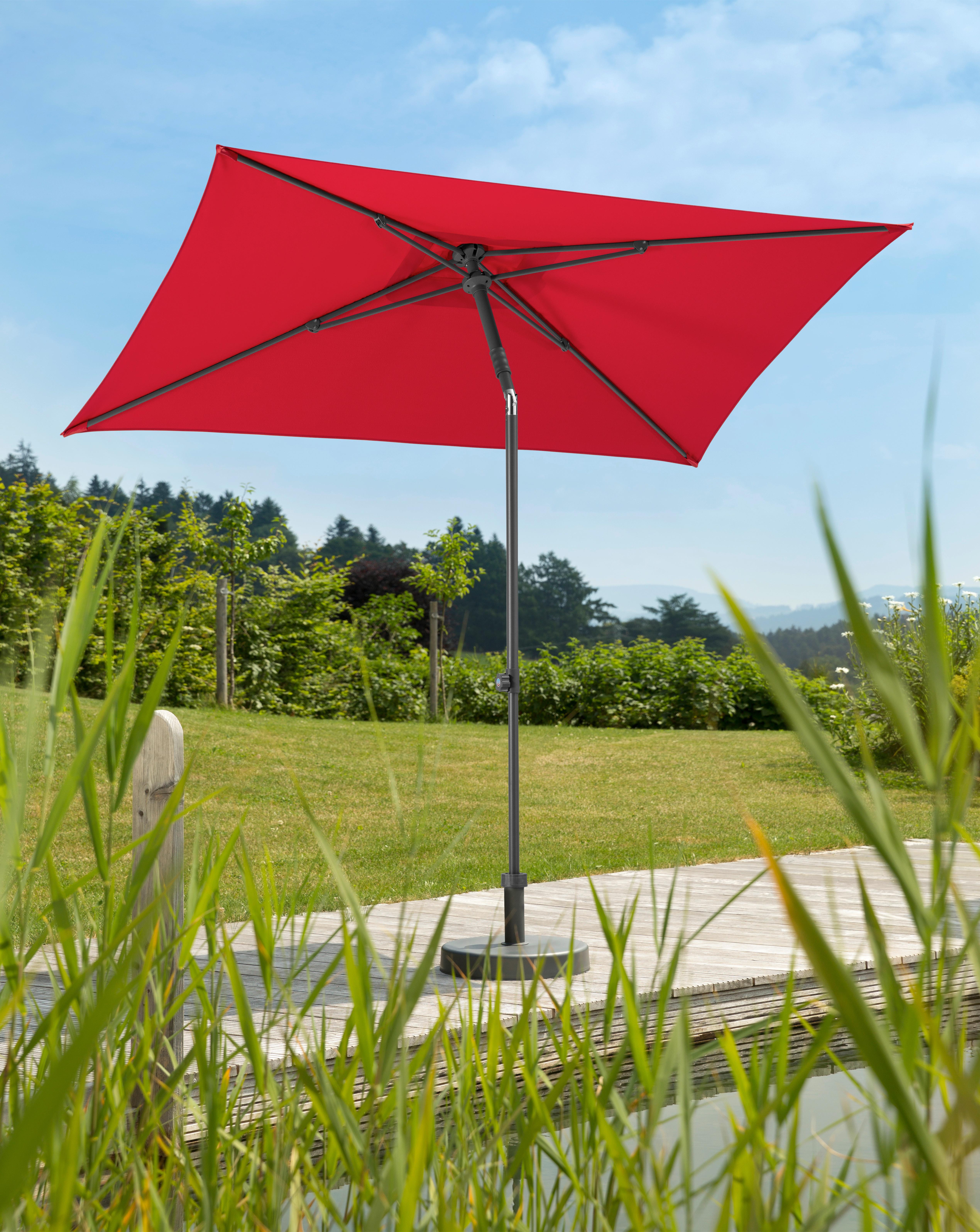 Sonnenschirm Sevilla BxHxT: 140x250x240 cm Rot - Anthrazit/Rot, Basics, Textil/Metall (140/250/240cm) - Schneider