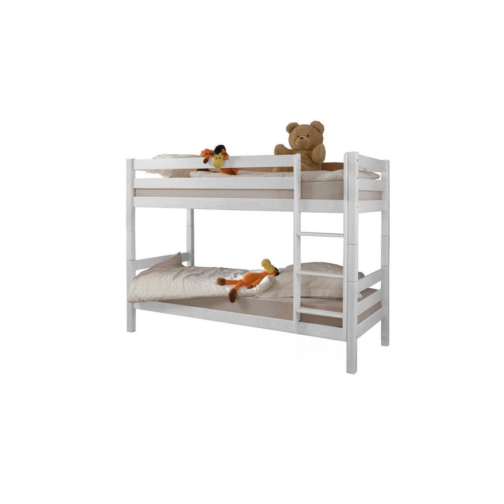 Etagenbett Lupo Weiß Buche Massiv 90 Cm M. Leiter