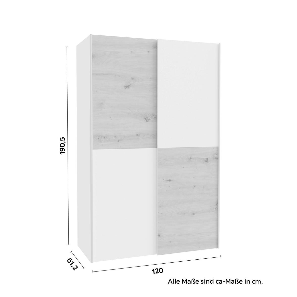 šírka, 120 cm OHIO NEW -TOP- - biela/dub artisan, Konventionell, kov/kompozitné drevo (120/190,5/61,5cm) - Mömax