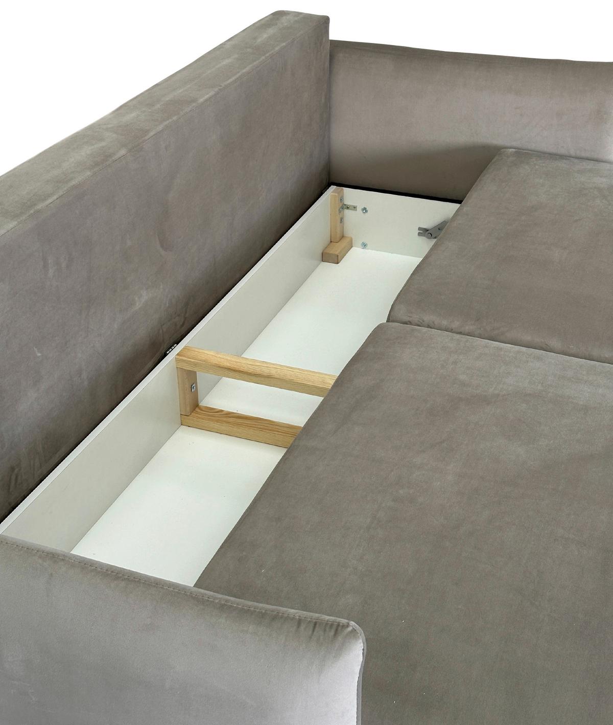 3-sitzer-sofa Mit Schlaffunktion Orlando B:220cm - Taupe/Schwarz, Design, Textil (220/96/102cm) - MID.YOU