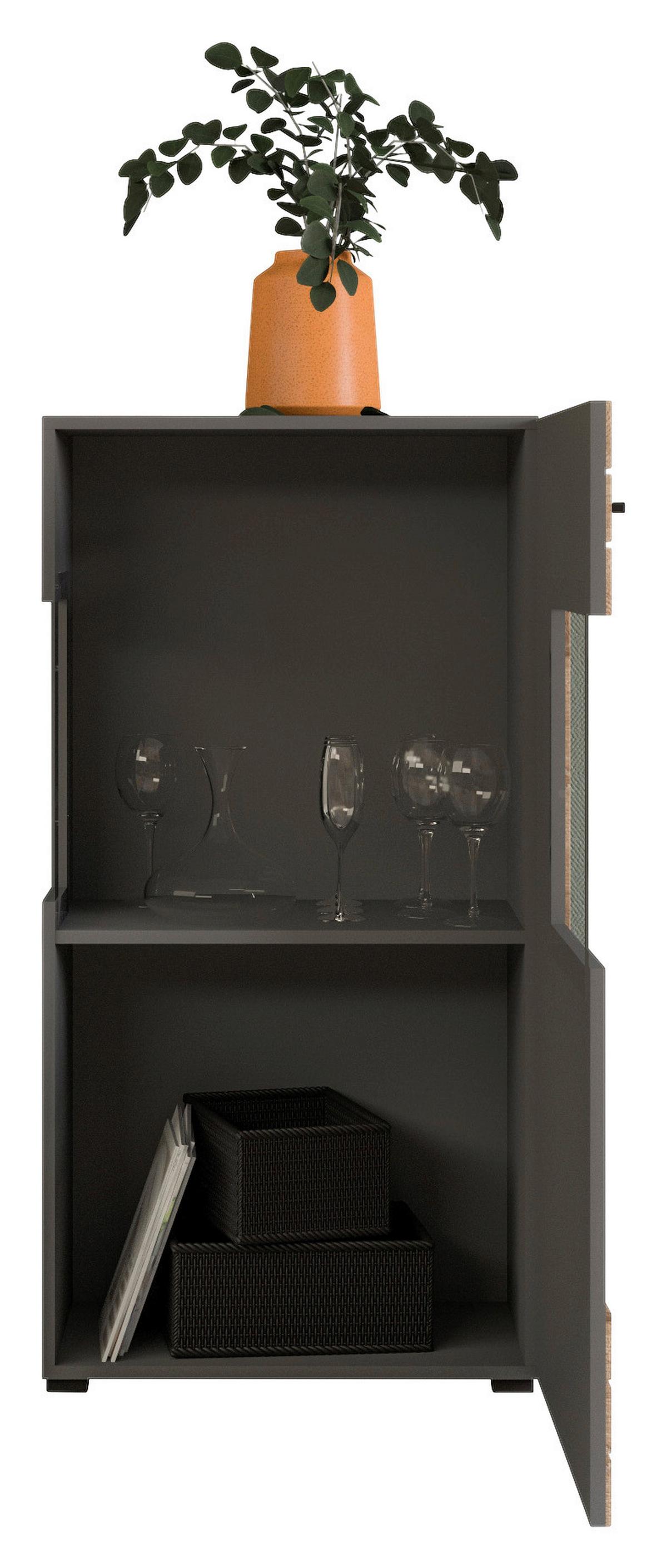 Drehtürenschrank Freno Grau Nb, Nox Oak Dekor B:117cm - KONVENTIONELL, Glas/Holzwerkstoff (117/60/37cm) - MID.YOU