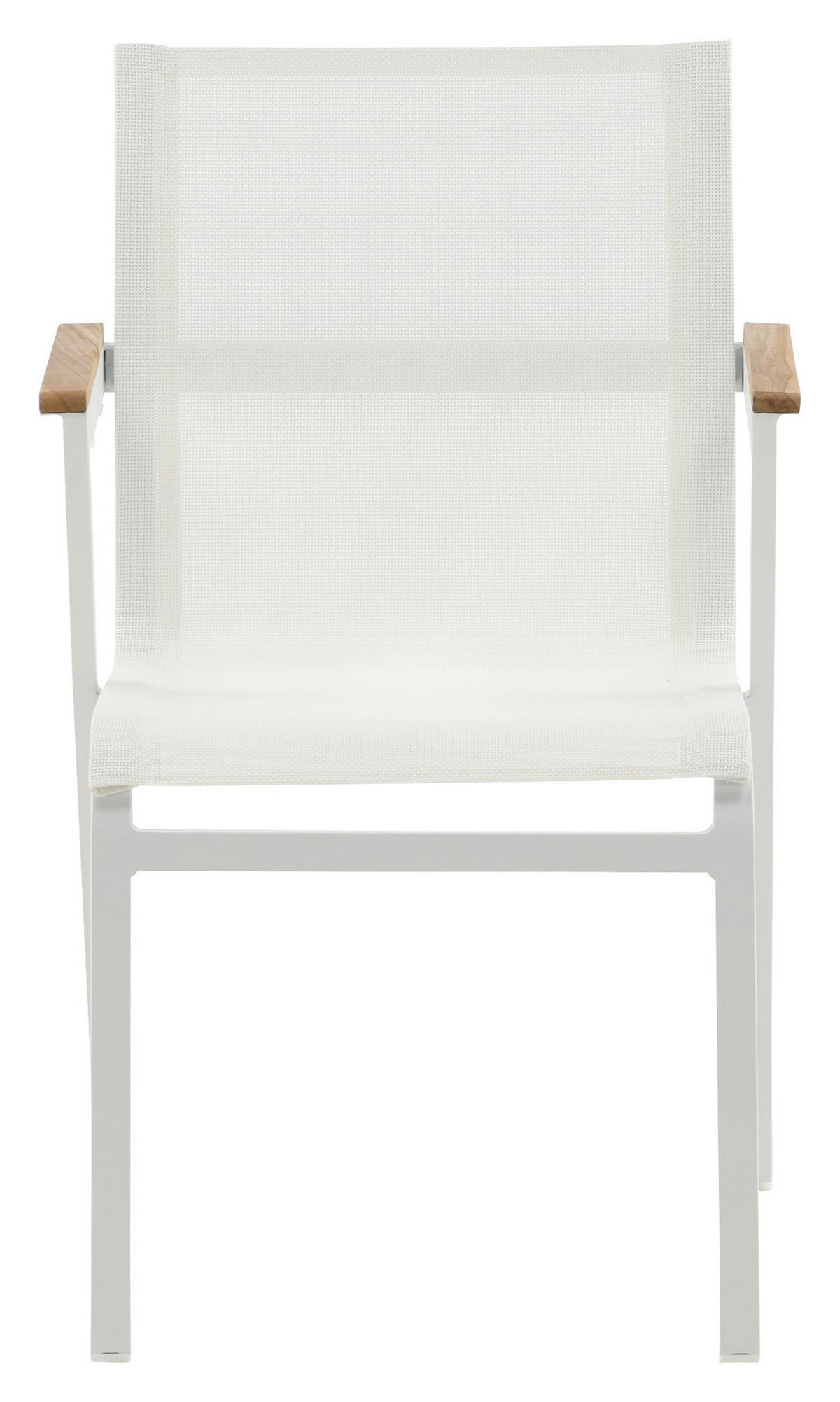 Gartensessel Stapelbar Mexico Aluminium - Weiß, KONVENTIONELL, Holz/Metall (57/87/61cm) - Gardenson