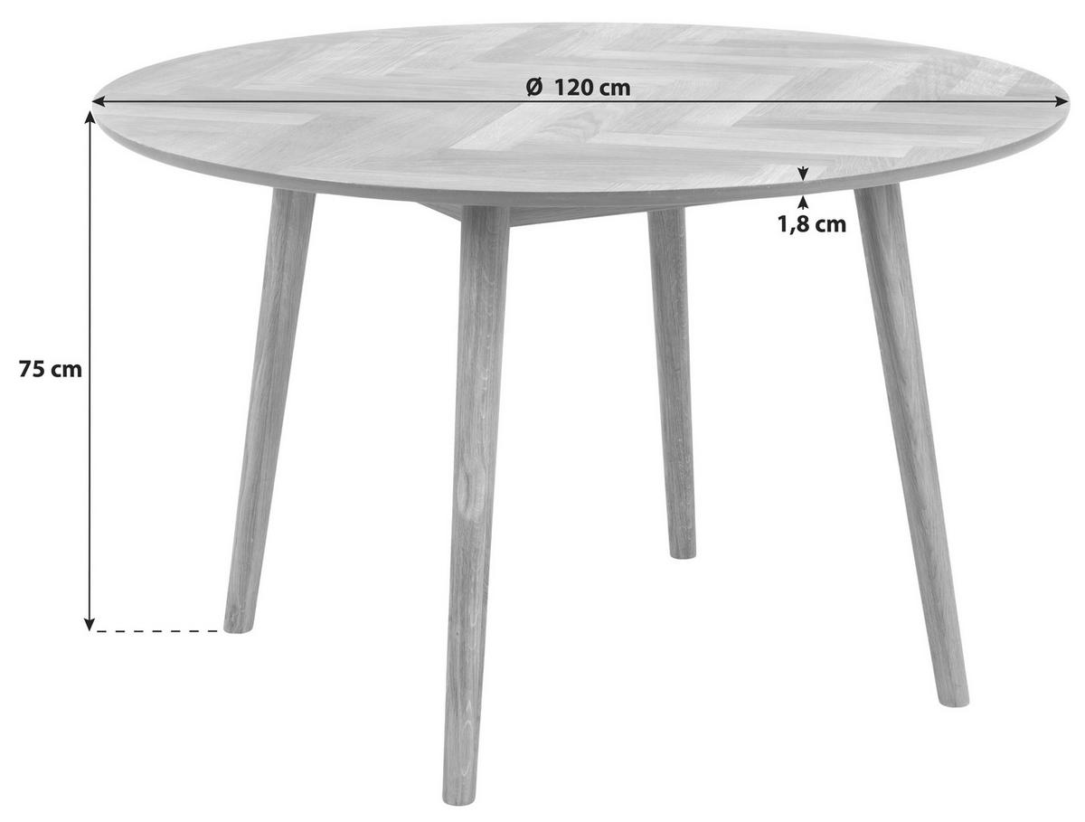 Kulatý jídelní stůl Nagano, Ø 120 cm, dub - barvy dubu, Konvenční, dřevo/kompozitní dřevo (120/75cm) - MID.YOU