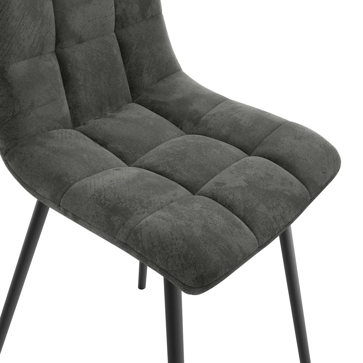 Esszimmerstuhl Lech Schwarz Gepolstert - Schwarz/Grau, KONVENTIONELL, Holz/Textil (45/88/55cm)