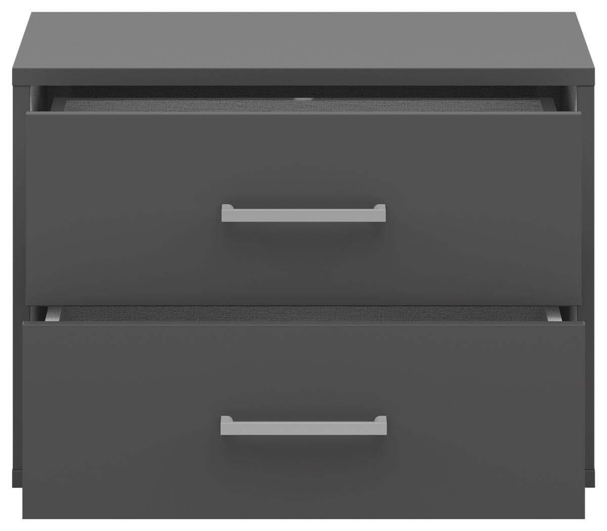 Nachtkästchen Smart Ii Anthrazit, 2 Laden, B: 50cm - Anthrazit/Silberfarben, KONVENTIONELL, Holzwerkstoff (50/37,7/35cm)