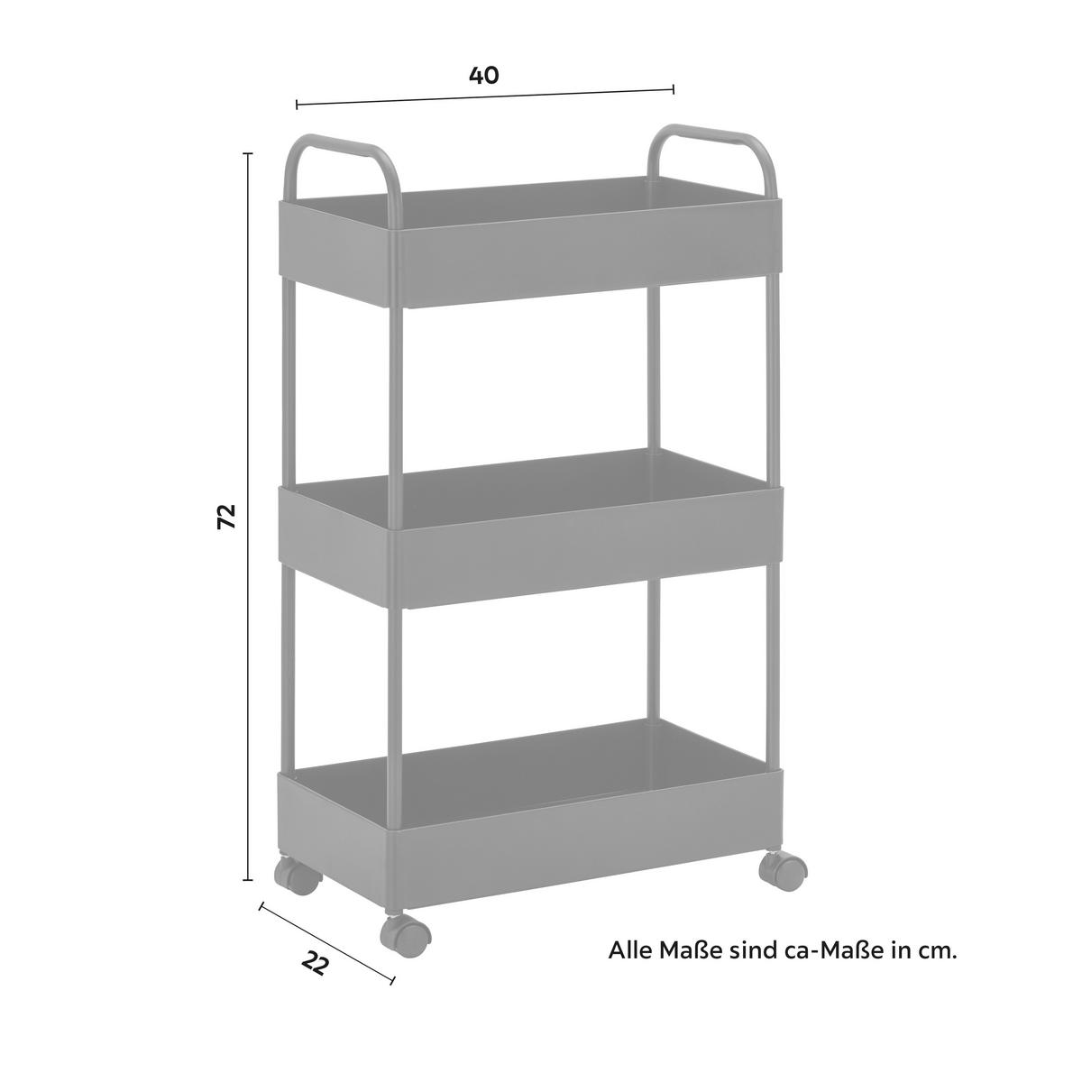 Regál na kolieskach SANDRO čierny - čierna, Modern, kov/plast (40/72/22cm) - P & B