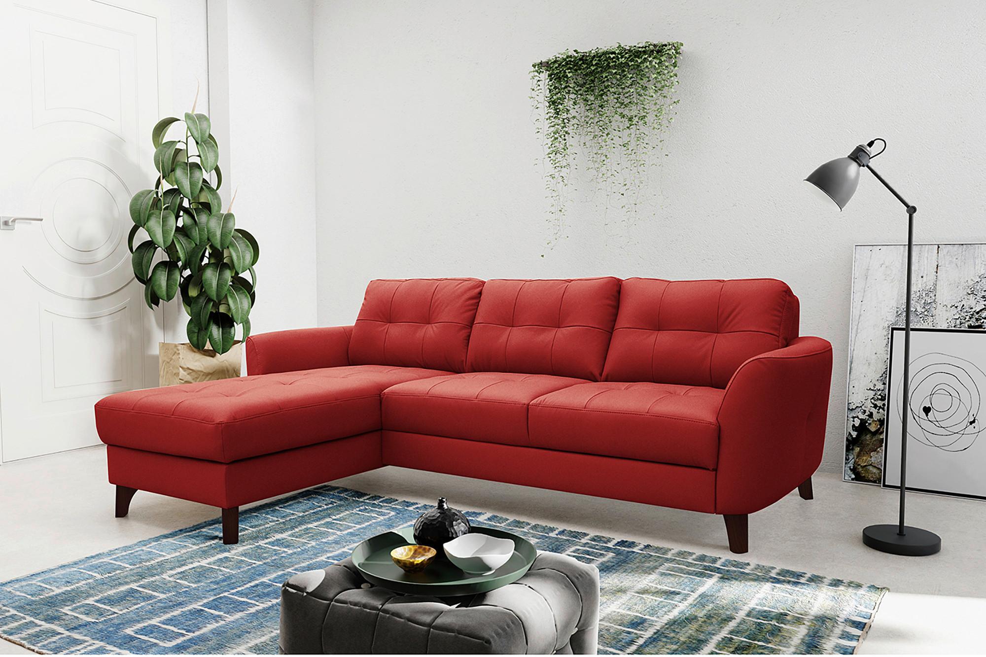 Ecksofa Nordic Rot S: 238x168 cm - Buchefarben/Rot, Design, Leder/Textil (238/168cm) - Livetastic