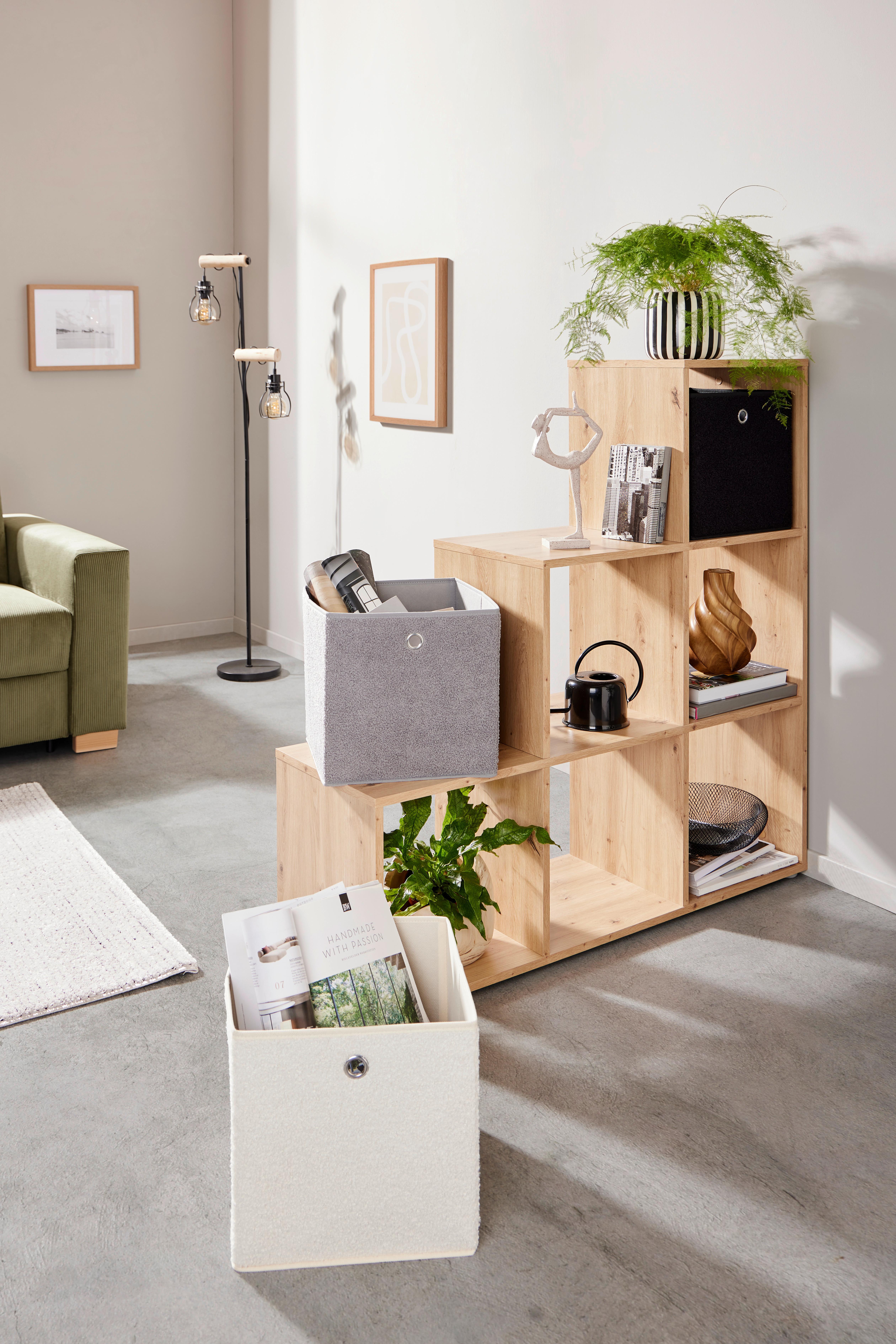 Faltbox Nella - Grau, Basics, Papier/Textil (30/30/30cm) - Luca Bessoni