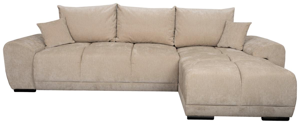 Rohová sedačka BONN, oboustranná, béžová žinylka - černá/béžová, Moderní, textil/plast (296/182cm)