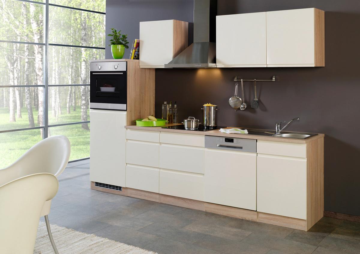 Küchenzeile Cardiff mit Geräten 280 cm Creme/Sonoma Eiche - Creme/Sonoma Eiche, Basics, Holzwerkstoff (280cm) - Held