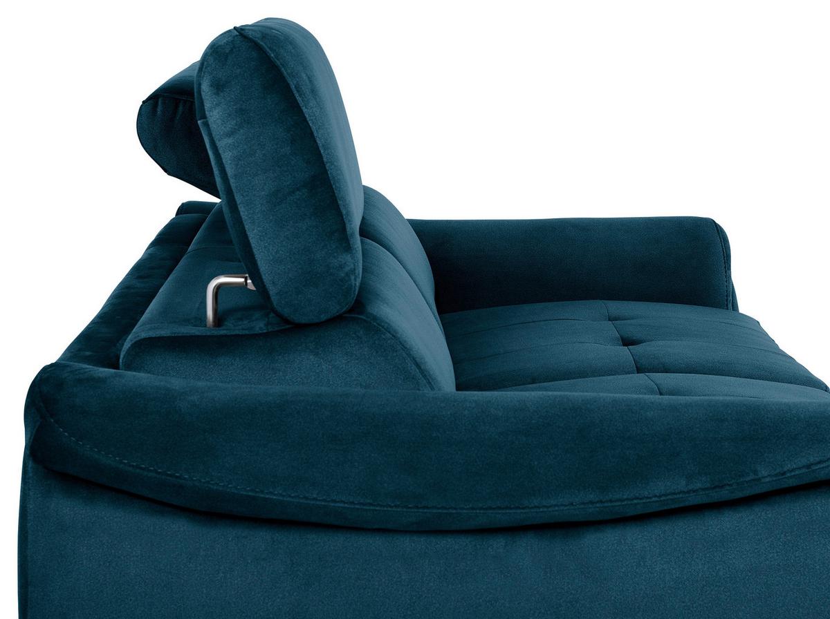 Schlafsofa Pafos Dunkelblau/Hellbraun B: 203 cm - Chromfarben/Dunkelblau, Design, Textil (203/77-98/103cm) - MID.YOU