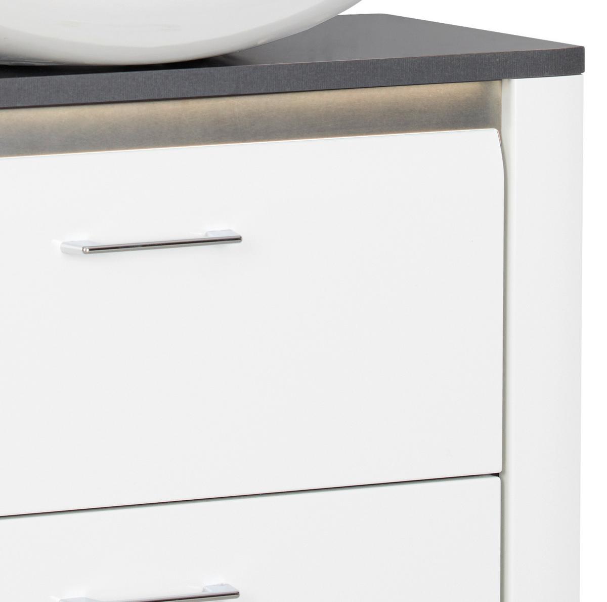 Waschbeckenunterschrank Alassio B: 80 Cm, Weiß - Schwarz/Weiß, MODERN, Holzwerkstoff (80/65,5/33cm) - Luca Bessoni