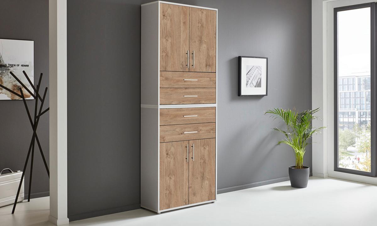 Aktenschrank Office Edition Grau/eiche Dekor B: 84,4cm - Eichefarben/Grau, MODERN, Holzwerkstoff (84,4/227,2/33cm) - MID.YOU
