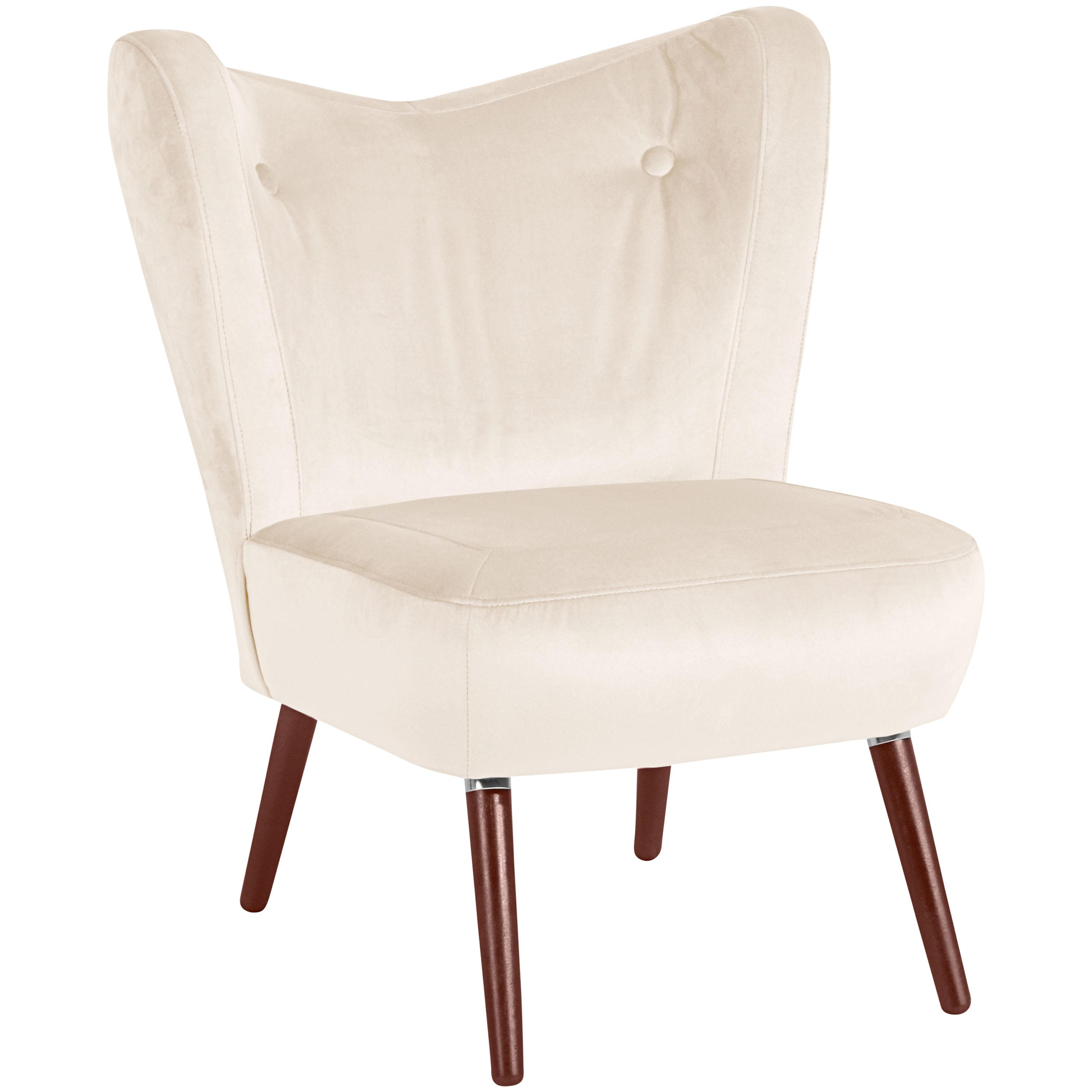 Polstersessel Sari Samt Creme - Nussbaumfarben/Creme, Design, Textil (70/86/69cm) - Max Winzer