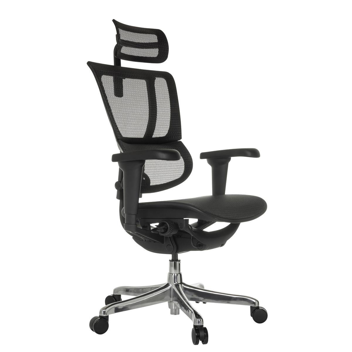 Drehstuhl Ergohuman Slim Ultra Schwarz B: 71 cm - Silberfarben/Schwarz, MODERN, Kunststoff/Textil (71/135/75cm) - MID.YOU