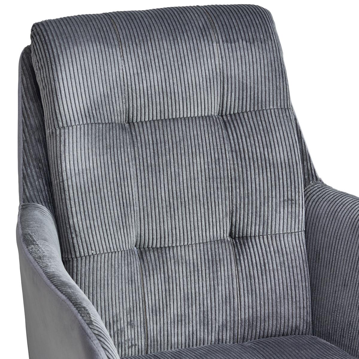 Armlehnstuhl Nizza Grau Gepolstert - Schwarz/Grau, LIFESTYLE, Textil/Metall (60/94/64cm) - MID.YOU