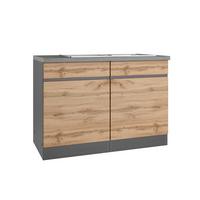 Spülenschrank mit Spüle Turin B: 120 cm Graphit/Eiche Dekor - Eiche Wotan/Graphitfarben, Design, Holzwerkstoff (120/86/60cm) - Held