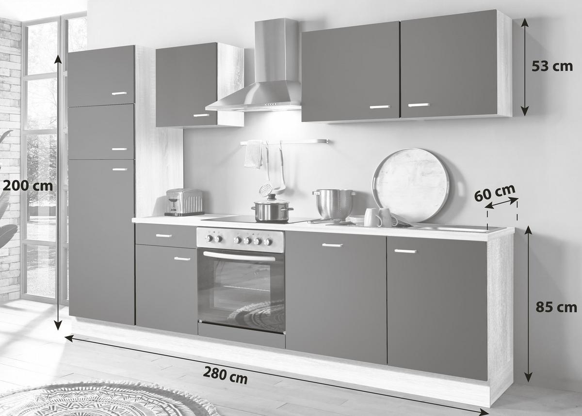 Küchenblock Classic Küchenblock - Dunkelbraun/Sonoma Eiche, KONVENTIONELL, Holzwerkstoff (280cm) - Menke