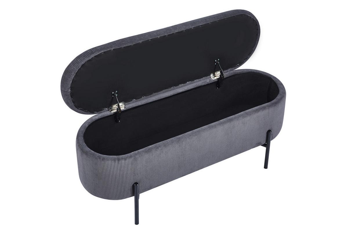 Hockerbank Grau B: 110 Cm - Schwarz/Grau, MODERN, Textil (110/44/40cm) - Livetastic