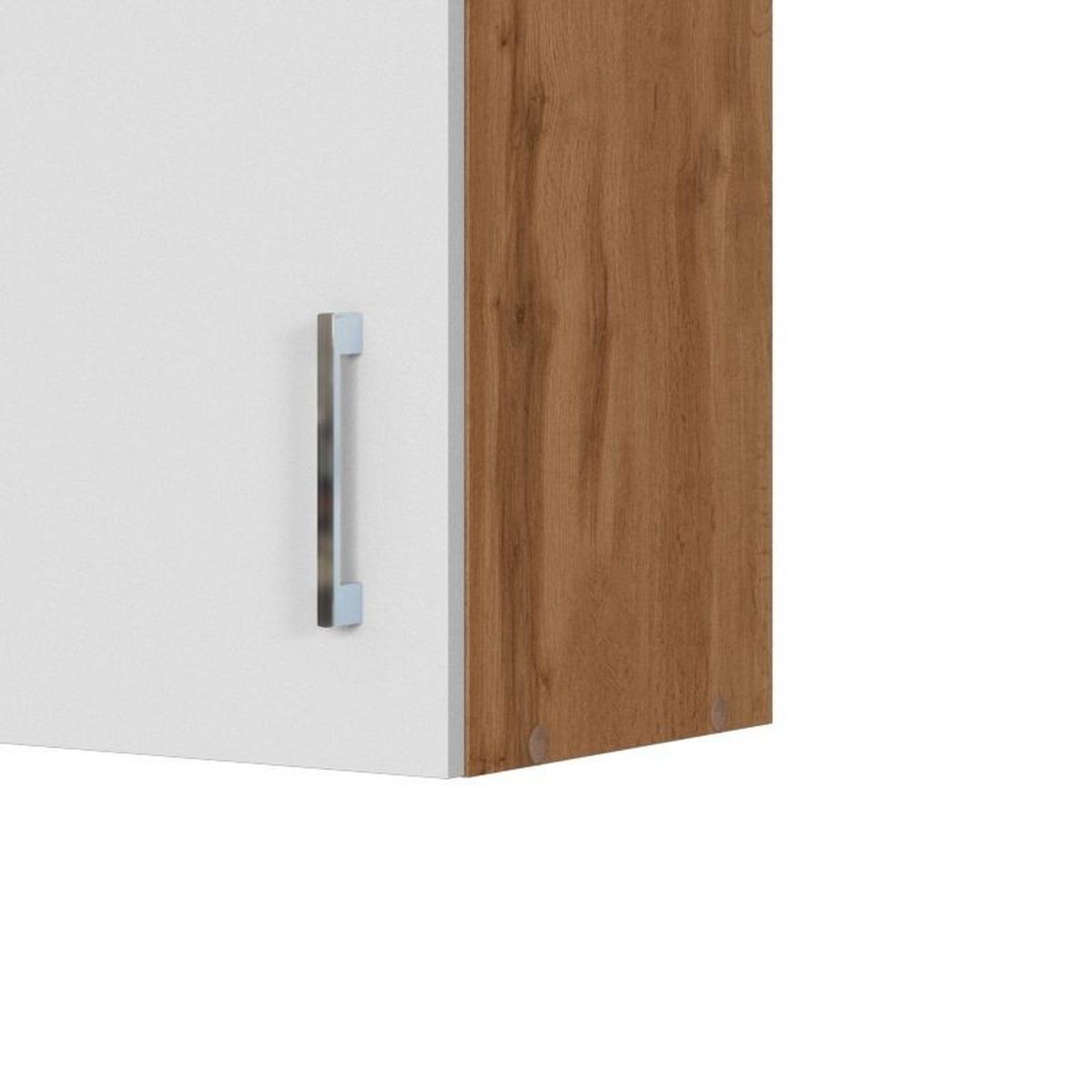 Küchenoberschrank B: 50 cm Eiche Dekor/Weiß 1 Drehtüre - Eiche Wotan/Weiß, MODERN, Holzwerkstoff (50/57/34cm) - Held