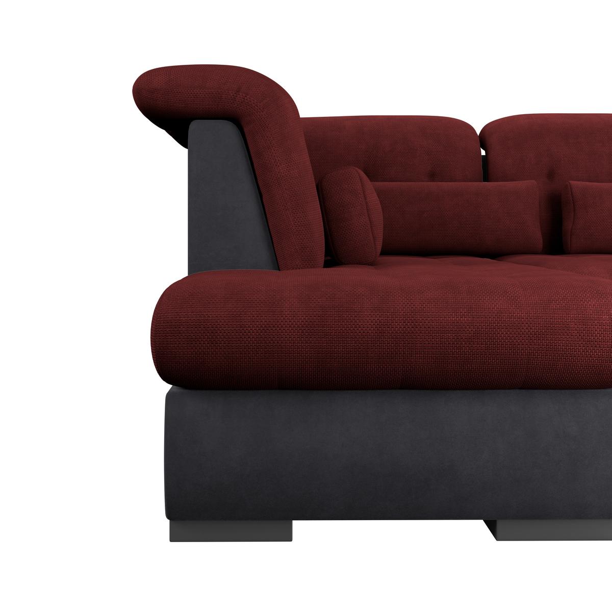 Wohnlandschaft Madera Rubinrot, S: 212x358 cm - Anthrazit/Rot, KONVENTIONELL, Kunststoff/Textil (212/358/190cm)