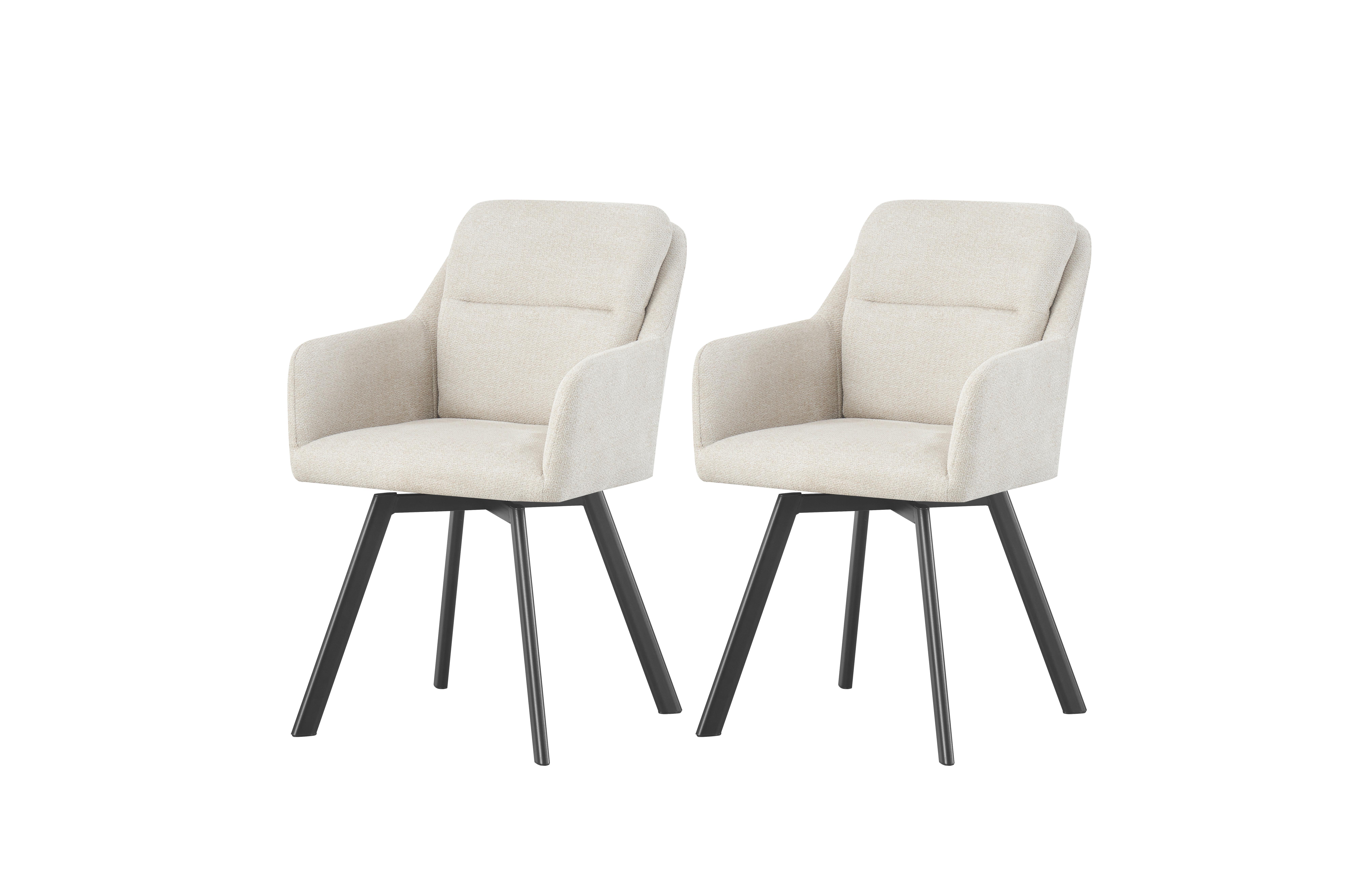 Stuhl-Set Sophie Creme B: 53 cm - Anthrazit/Creme, MODERN, Textil (53/87/62cm) - MID.YOU