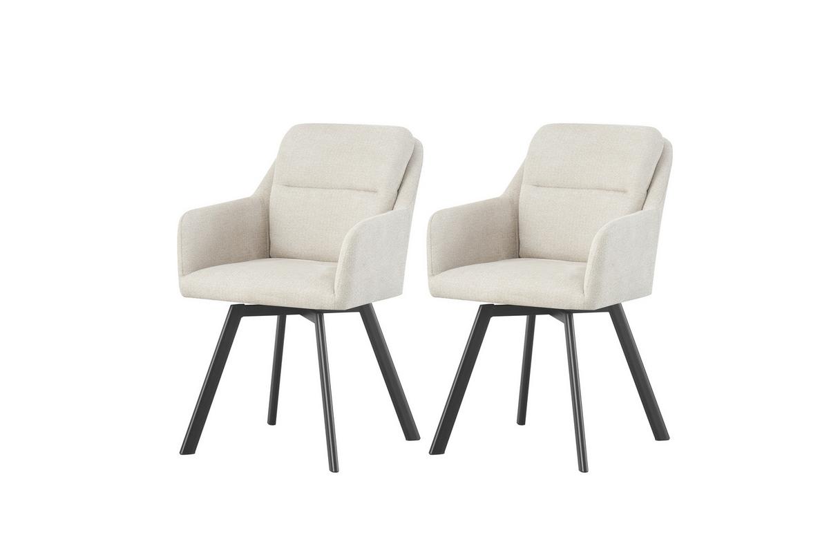 Stuhl-Set Sophie Creme B: 53 cm - Anthrazit/Creme, MODERN, Textil (53/87/62cm) - MID.YOU