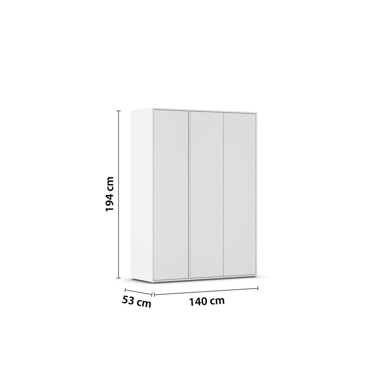 Drehtürenschrank Nabila Weiß B: 140 cm - Weiß, MODERN, Holzwerkstoff (140/194/53cm) - Rauch Möbel