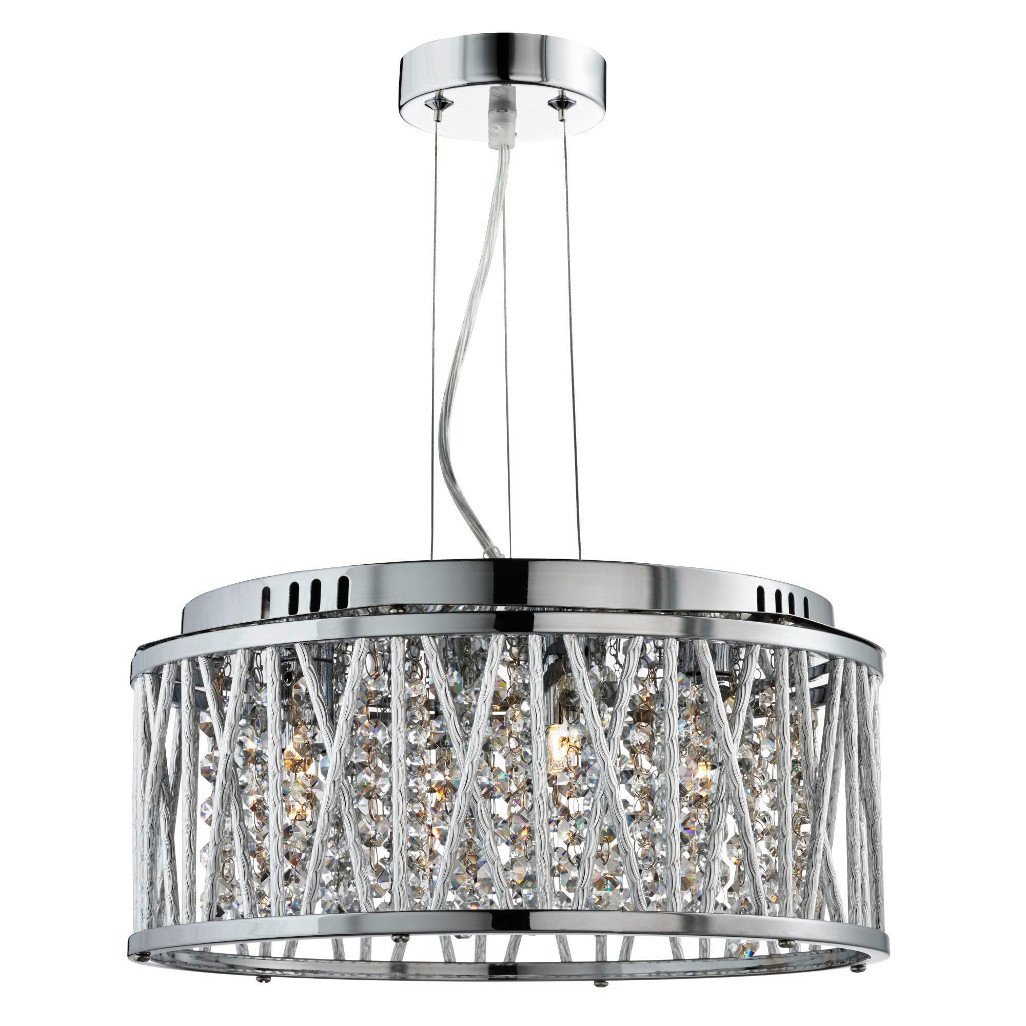 Hängeleuchte Elise H: 135 cm 4-Flammig, höhenverstellbar - Chromfarben, KONVENTIONELL, Glas/Metall (35/135cm)