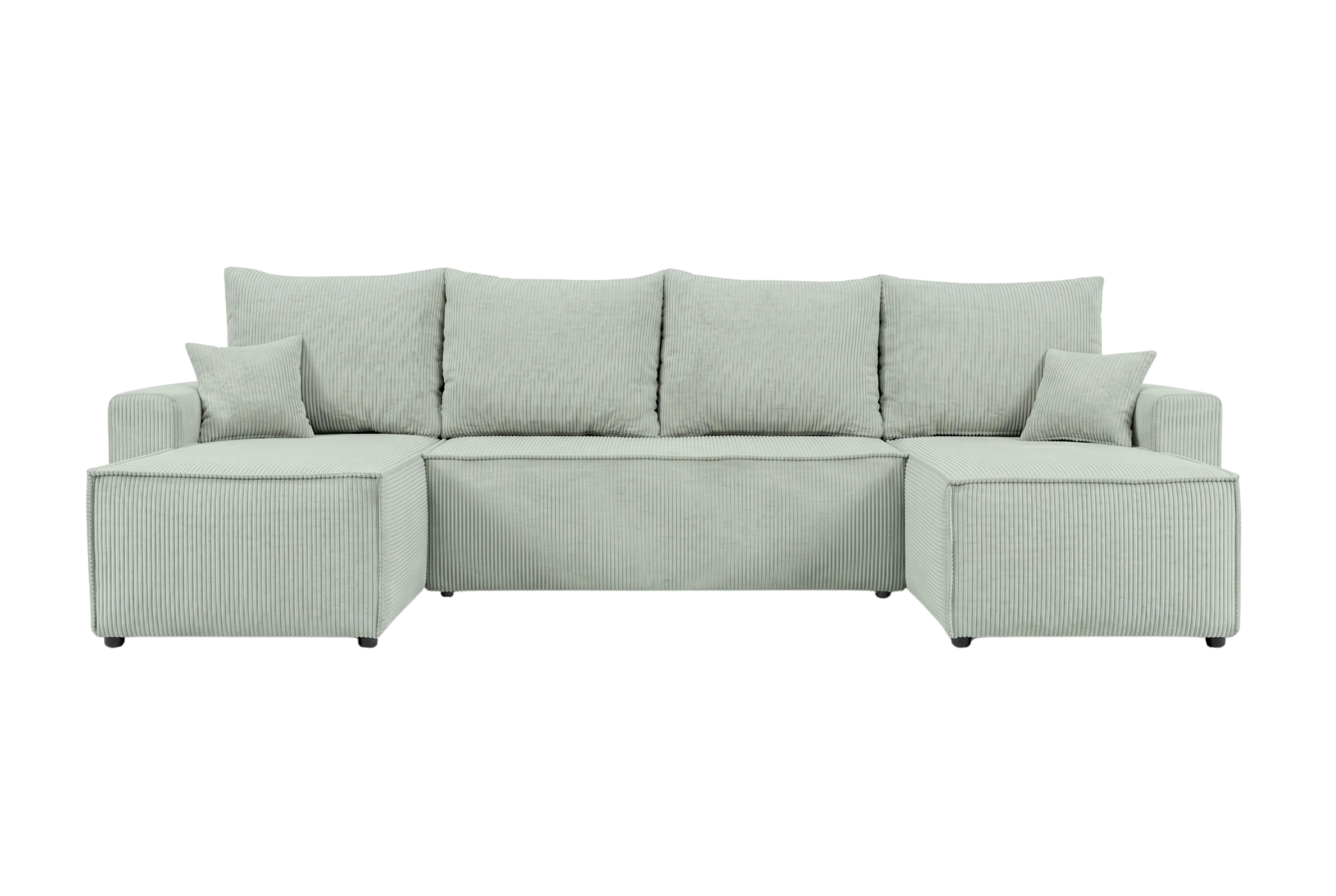 Sedacia súprava SONJA U, obojstr., mätovozel. menčester - čierna/mätovozelená, Design, kompozitné drevo/textil (145/300/145cm) - Based