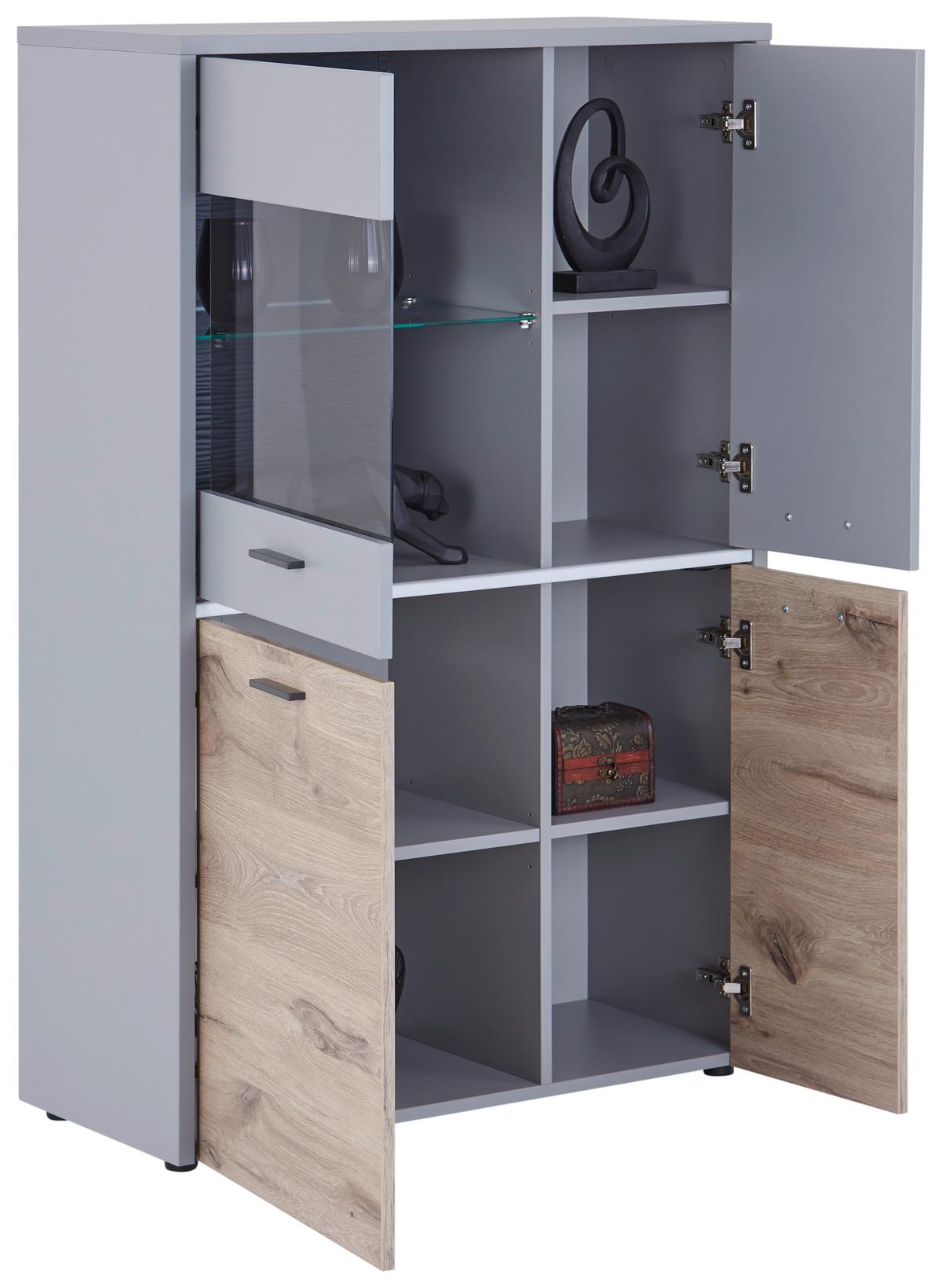 Highboard Dynamic - MODERN, Glas/Holzwerkstoff (85/133/37cm)