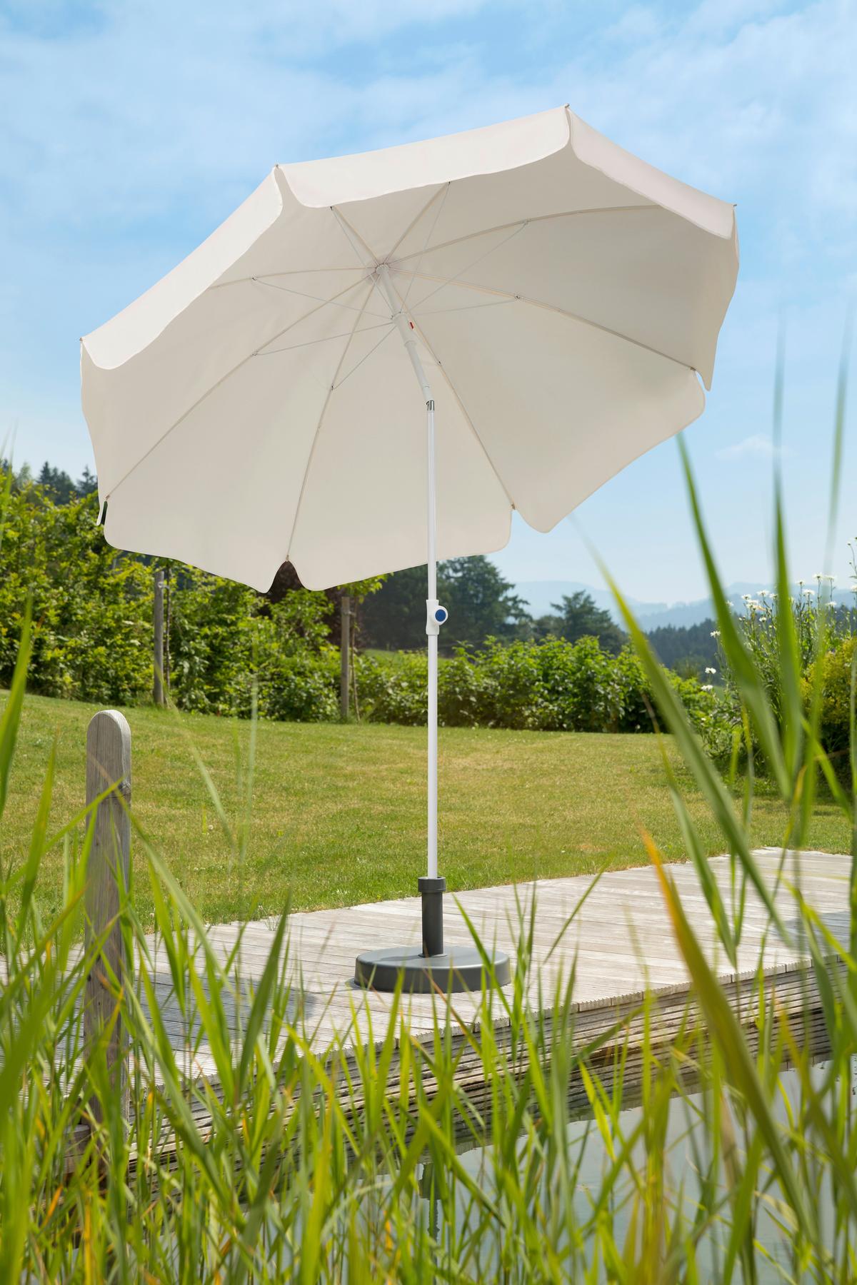 Sonnenschirm 240x230x240 cm Naturfarben - Naturfarben/Weiß, Basics, Textil/Metall (240/230/240cm) - Schneider