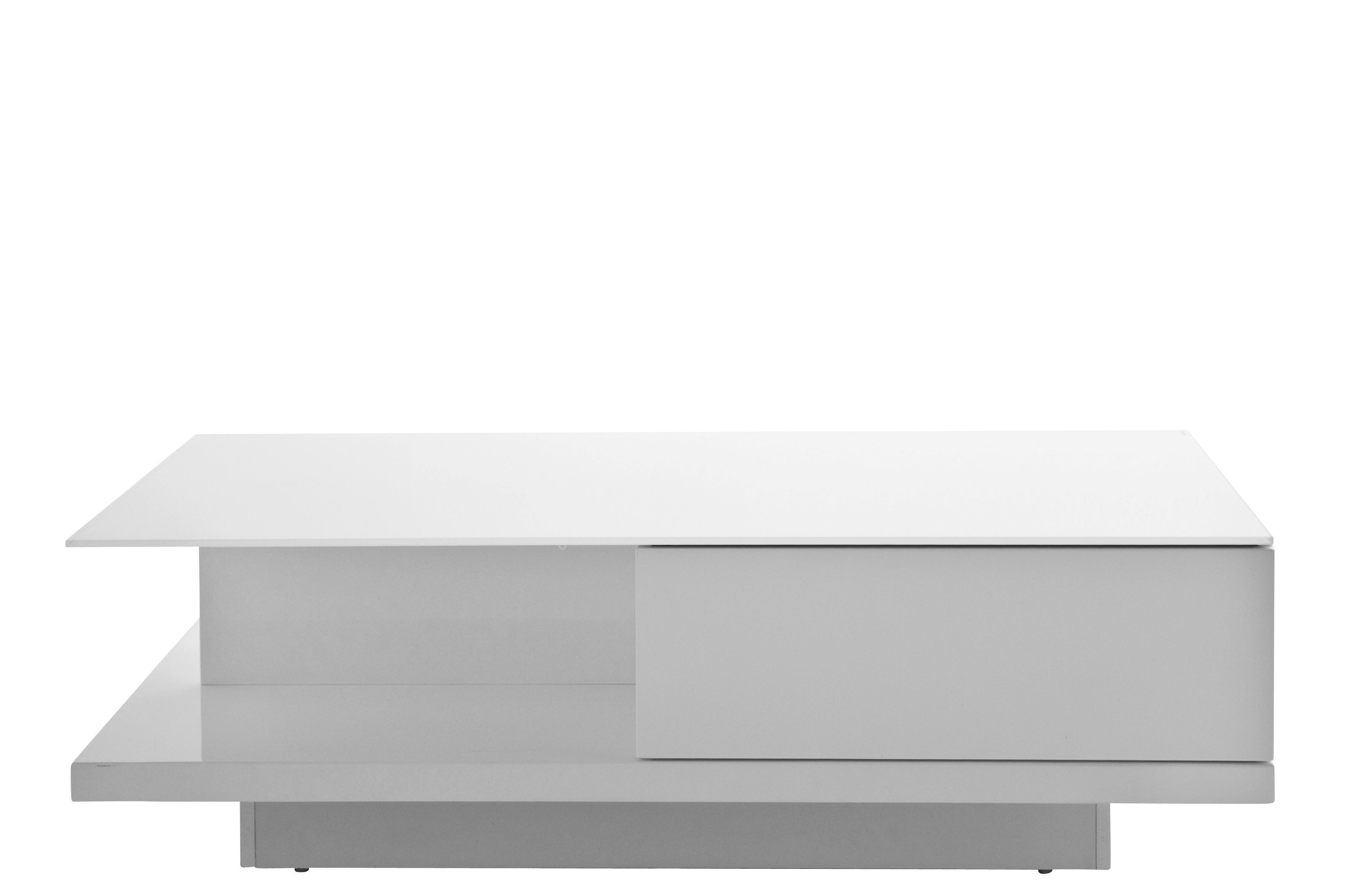 Couchtisch Weiß Hochglanz L: 120 cm - Weiß Hochglanz/Weiß, Design, Glas/Holzwerkstoff (120/60/36cm) - Livetastic