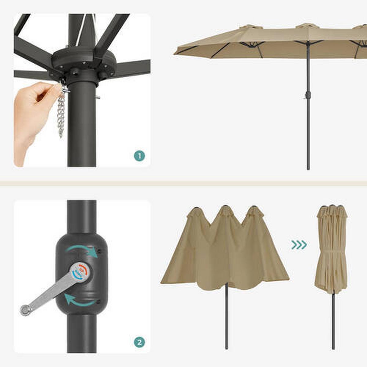 Sonnenschirm Taupe Schwarz BxL: 460x270 cm - Taupe/Schwarz, Basics, Textil/Metall (460/270cm) - Modante
