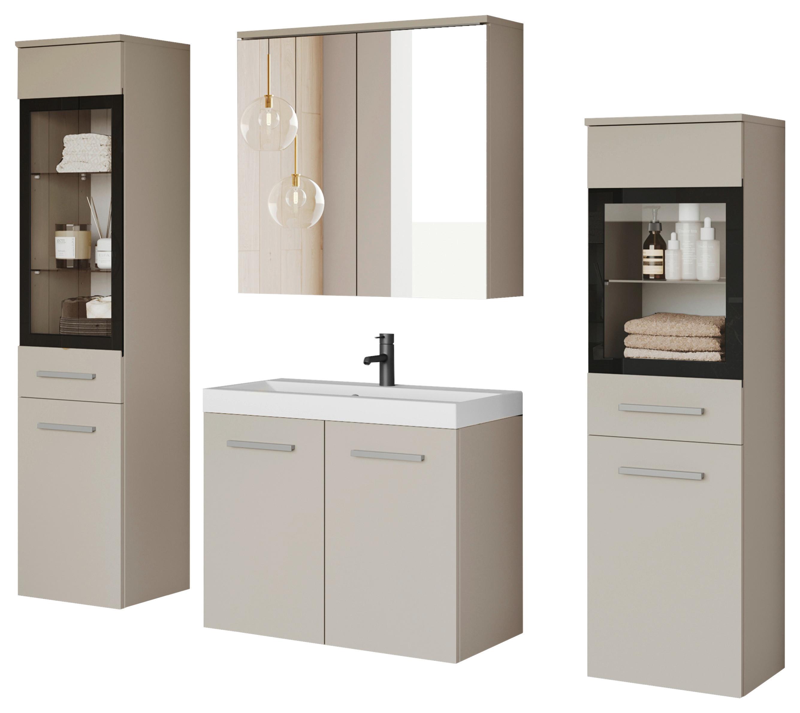 Badezimmer Madrit II 5-Teilig Kaschmir/Beige B: 120,4 cm - Kaschmir/Beige, LIFESTYLE, Glas/Keramik (120,4/131,5/30,2cm) - P & B