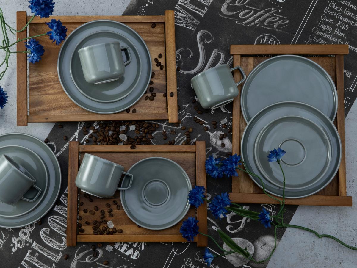 Kávová souprava 18- dílna - šedá, Basics, keramika (33/25/31cm) - Creatable