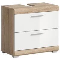 Waschbeckenunterschrank Lambada Weiß Hg B: 60 cm - Weiß Hochglanz/Silberfarben, MODERN, Holzwerkstoff (60/56/34cm) - MID.YOU