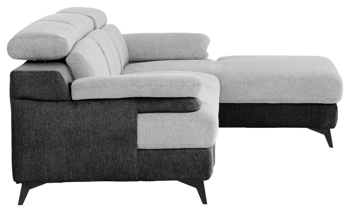 Ecksofa Titus Graphit-/silberfarben - Silberfarben/Schwarz, Design, Textil (291/80-98/178cm) - Livetastic