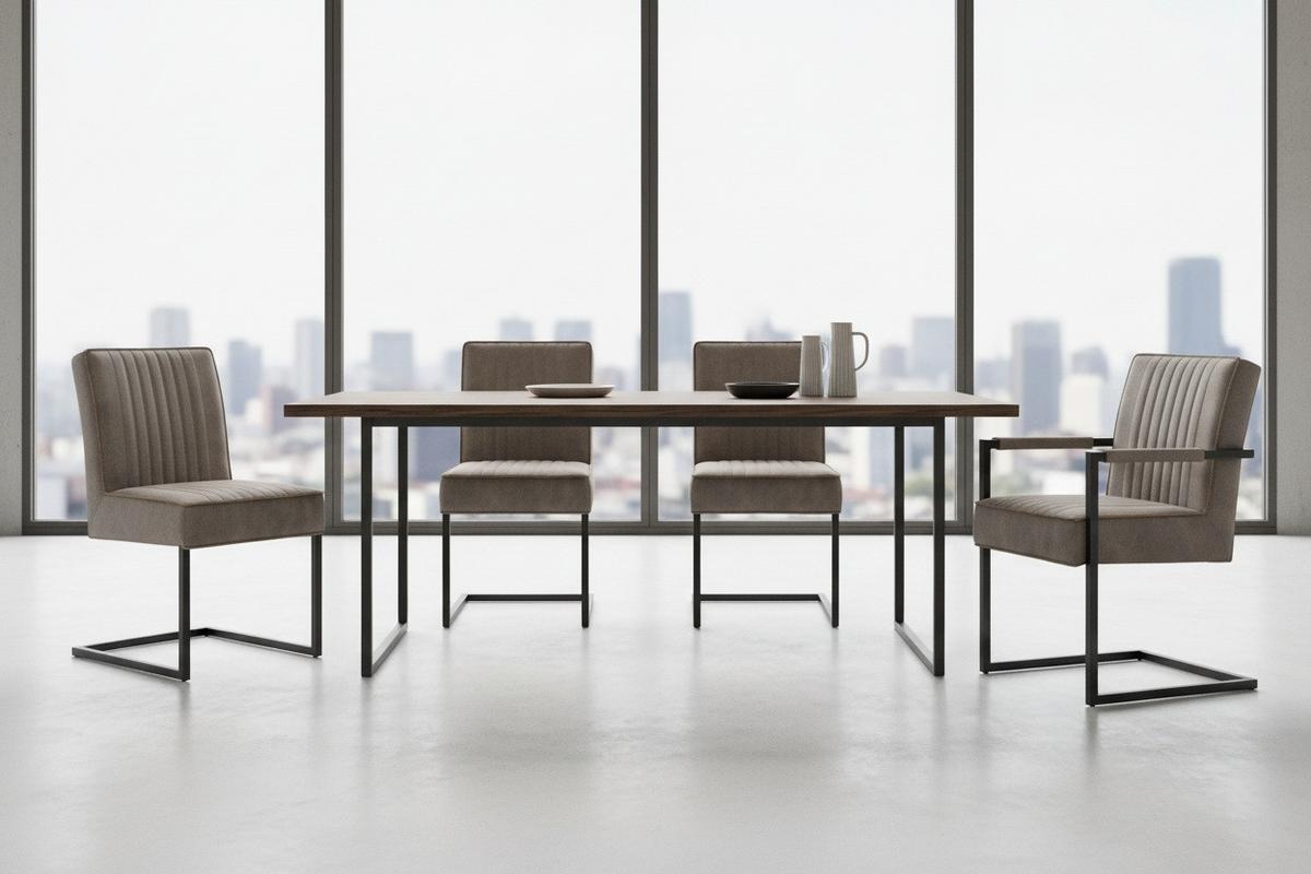 Schwingstuhl Julina Textil Taupe, B: 51,5 cm - Taupe/Schwarz, KONVENTIONELL, Textil/Metall (51,5/92/70cm) - MID.YOU