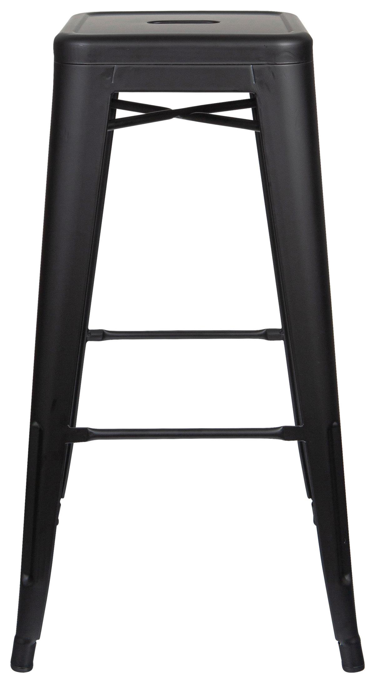 Barhocker Vantaggio High Brush stapelbar Schwarz bis 150 kg - Schwarz, Basics, Metall (44/77/44cm) - MID.YOU