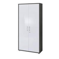 AKTENSCHRANK OFFICE EDITION - Weiß Hochglanz/Anthrazit, MODERN, Holzwerkstoff (84,4/185,6/33cm) - MID.YOU