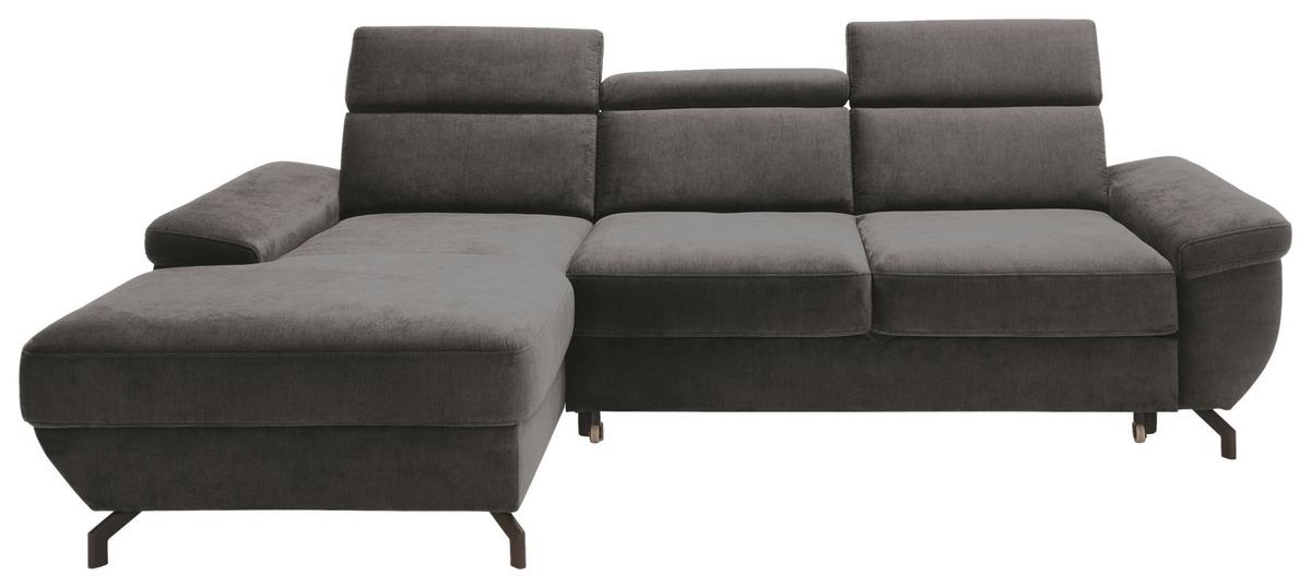 Ecksofa Rima - Anthrazit/Silberfarben, MODERN, Textil (182/262cm) - Trendmanufaktur