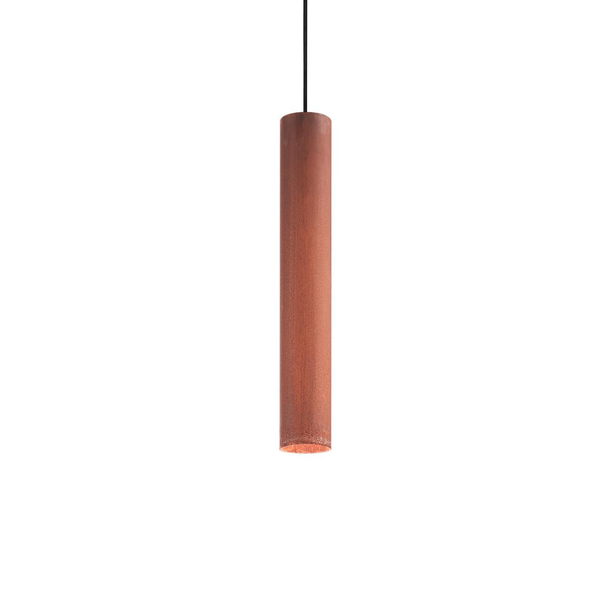 Hängeleuchte Look H: 56/140 cm 1-Flammig Zylinderform - Rostfarben, KONVENTIONELL, Metall (6/56/140cm) - Ideal Lux